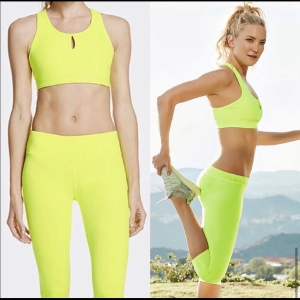 FABLETICS Neon Yellow Sport Bra Keyhole Top Sylvie